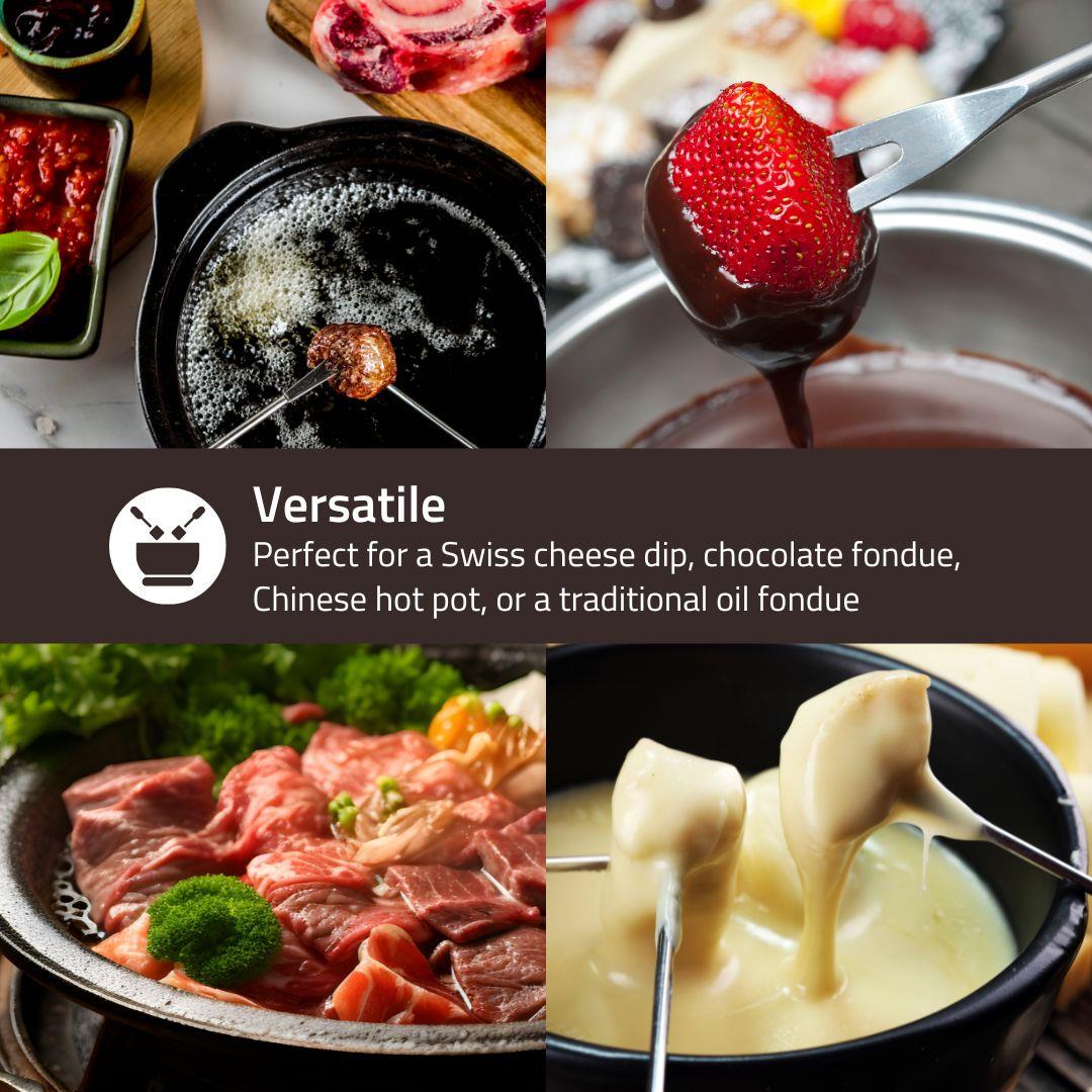 Nedis 2.3L Electric Fondue Set with 6 Forks and Adjustable Temperature