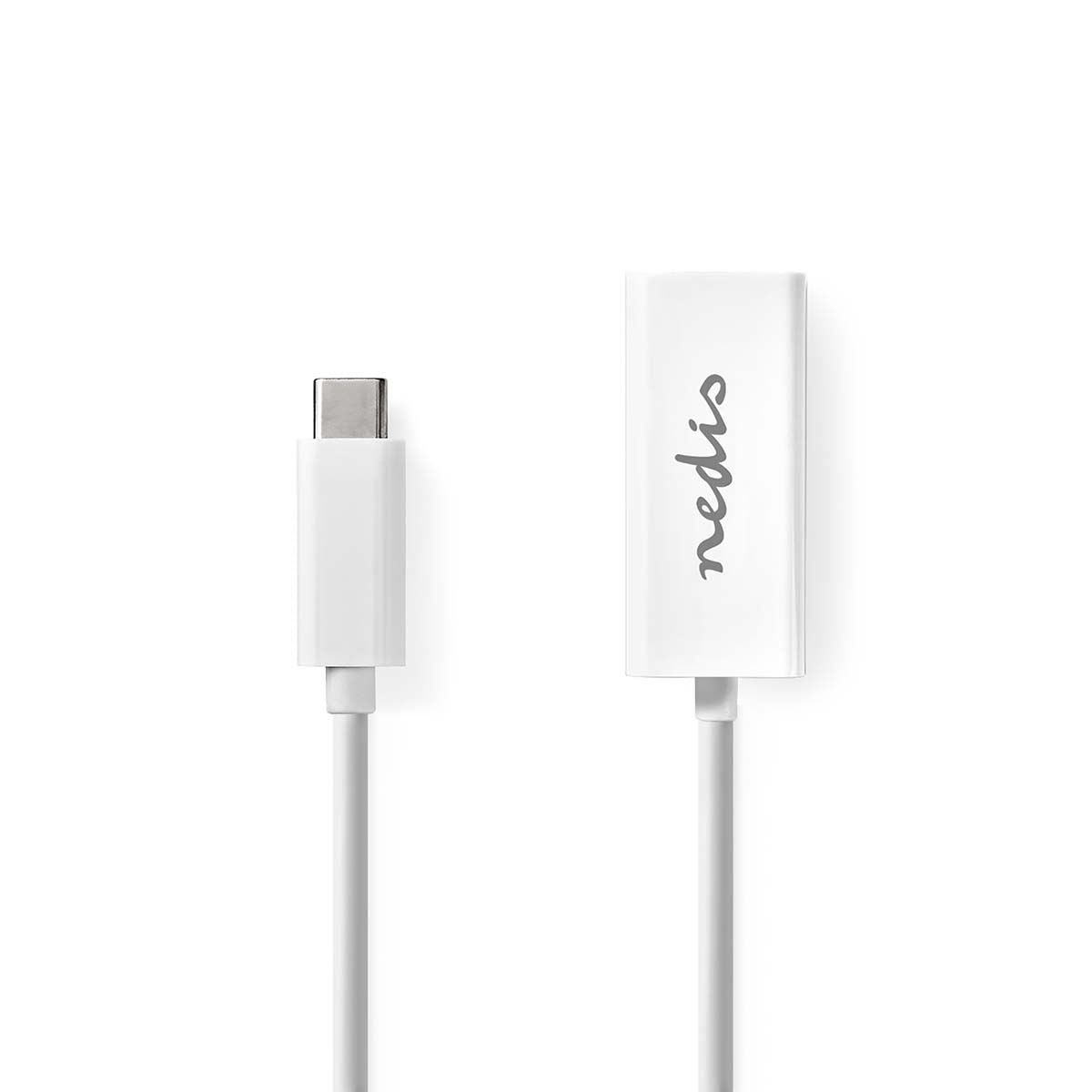 Nedis USB Network Adapter | USB 3.2 Gen 1 | 1000 Mbps | USB-C™ Male | RJ45 Female | 0.20 m | Round | Nickel Plated | Tinned Copper | White | Envelope
