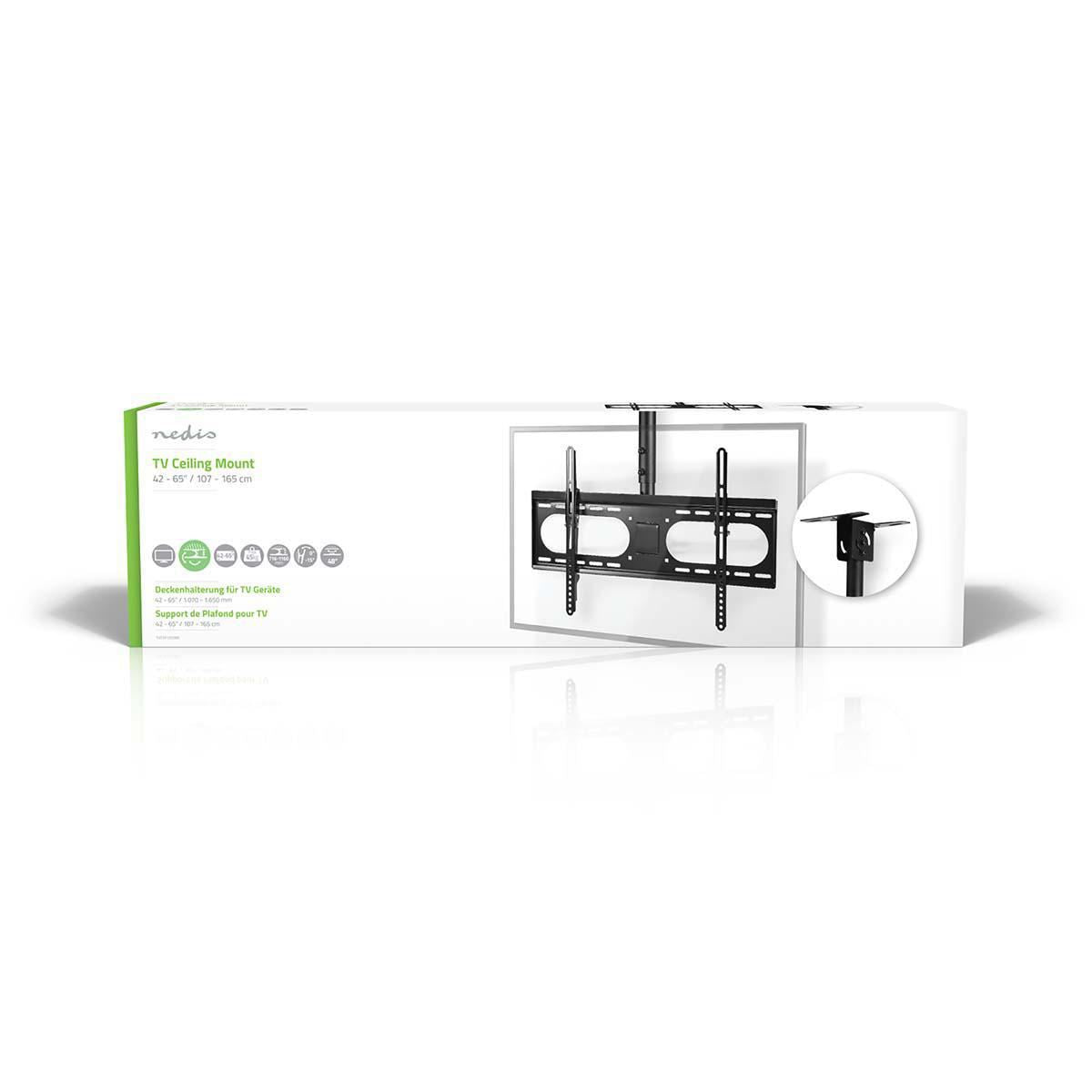 Nedis Full Motion TV Ceiling Mount | 42 - 65 " | Maximum supported screen weight: 45 kg | Tiltable | Rotatable | Minimum ceiling distance: 716 mm | Maximum ceiling distance: 1160 mm | 1 Pivot point(s) | Steel | Black