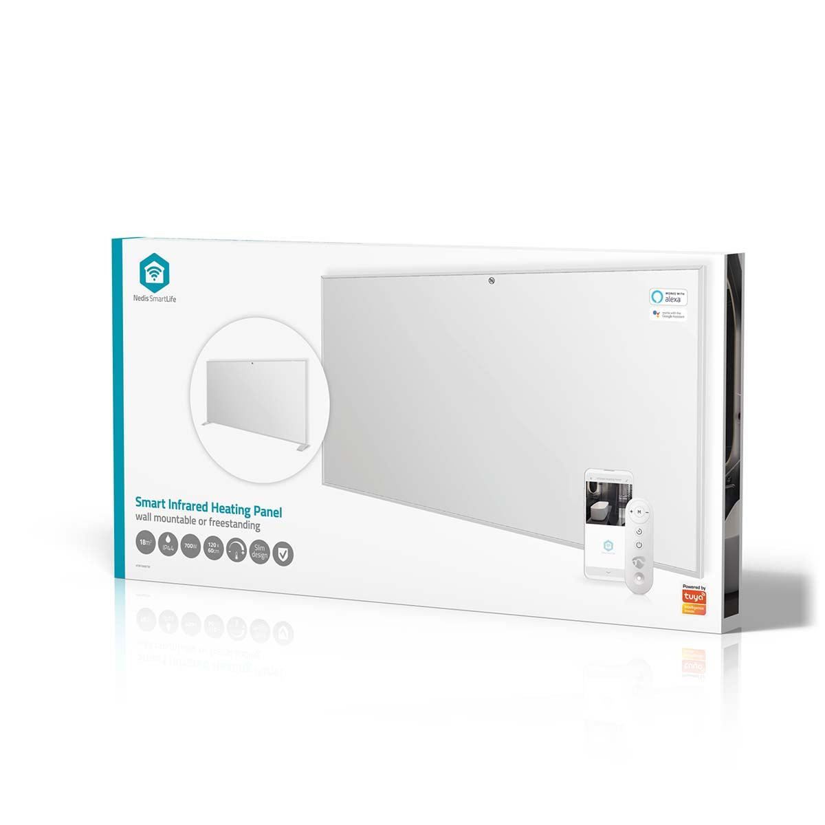 Nedis SmartLife Infrared Heating Panel | 700 W | 1 Heat Setting | Adjustable thermostat | Remote control | IP44 | White