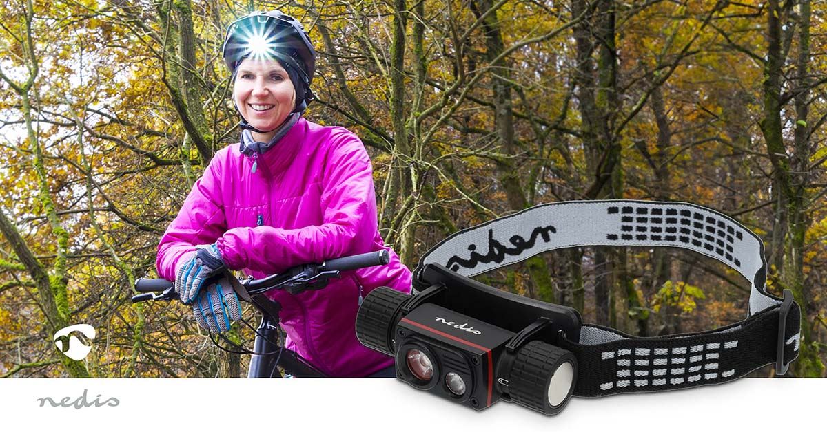 Nedis LED headlight | Battery Powered / USB Powered | 3.7 V DC | Batteries included | Rechargeable | Rated luminous flux: 1000 lm | Light range: 180 m
