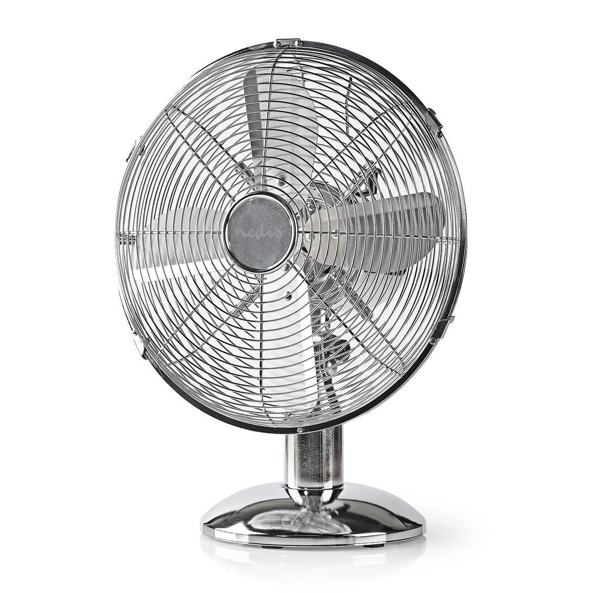 Nedis Table Fan | Mains Powered | Diameter: 300 mm | 35 W | Oscillation | 3-Speed | Chrome