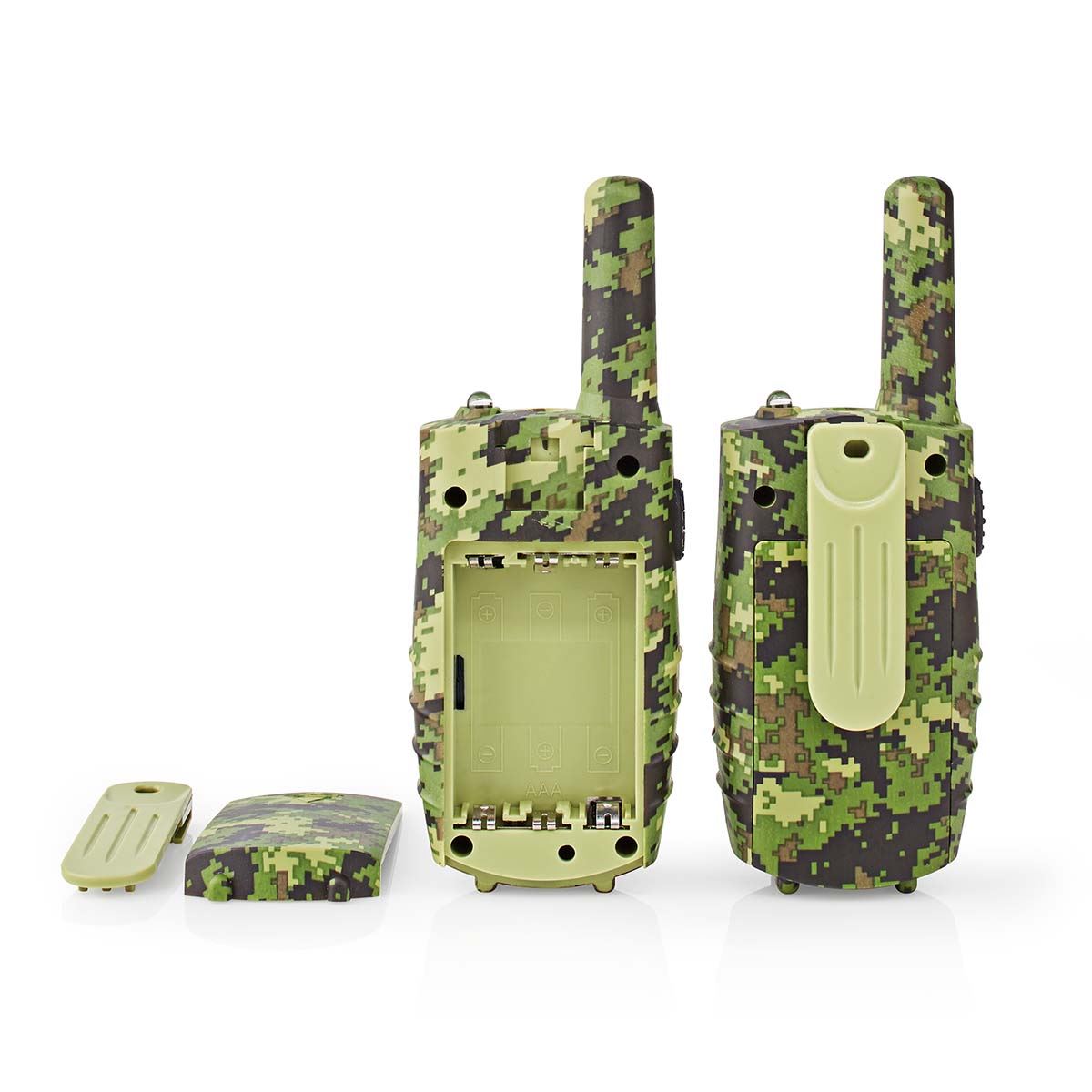 Nedis Walkie-Talkie Set | 2 Handsets | Up to 8 km | Frequency channels: 8 | PTT / VOX | up to 2.5 Hours | Headphone output | 2 Headsets | Travel case included | Green