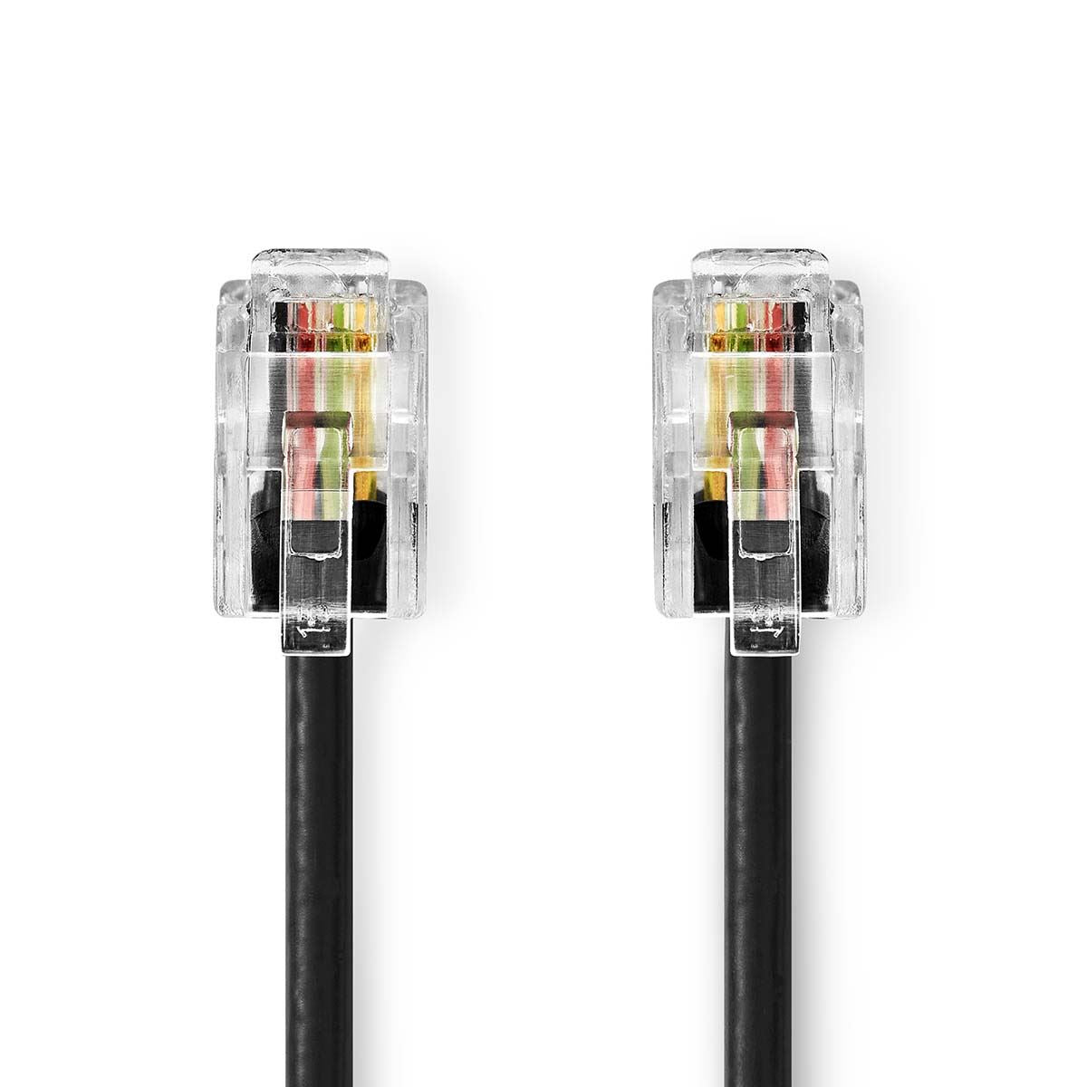 Nedis Telecom Cable | RJ10 Male | RJ10 Male | 5.00 m | Cable design: Coiled | Cable type: RJ10 | Black | Envelope