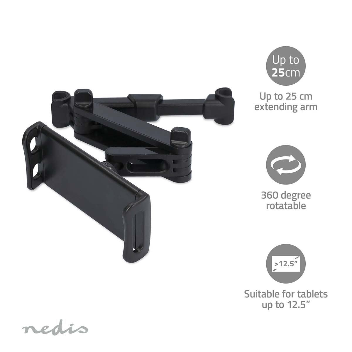 Nedis Tablet Car Mount | Maximum screen size compatibility: 12.5 " | In-Car | Adjustable