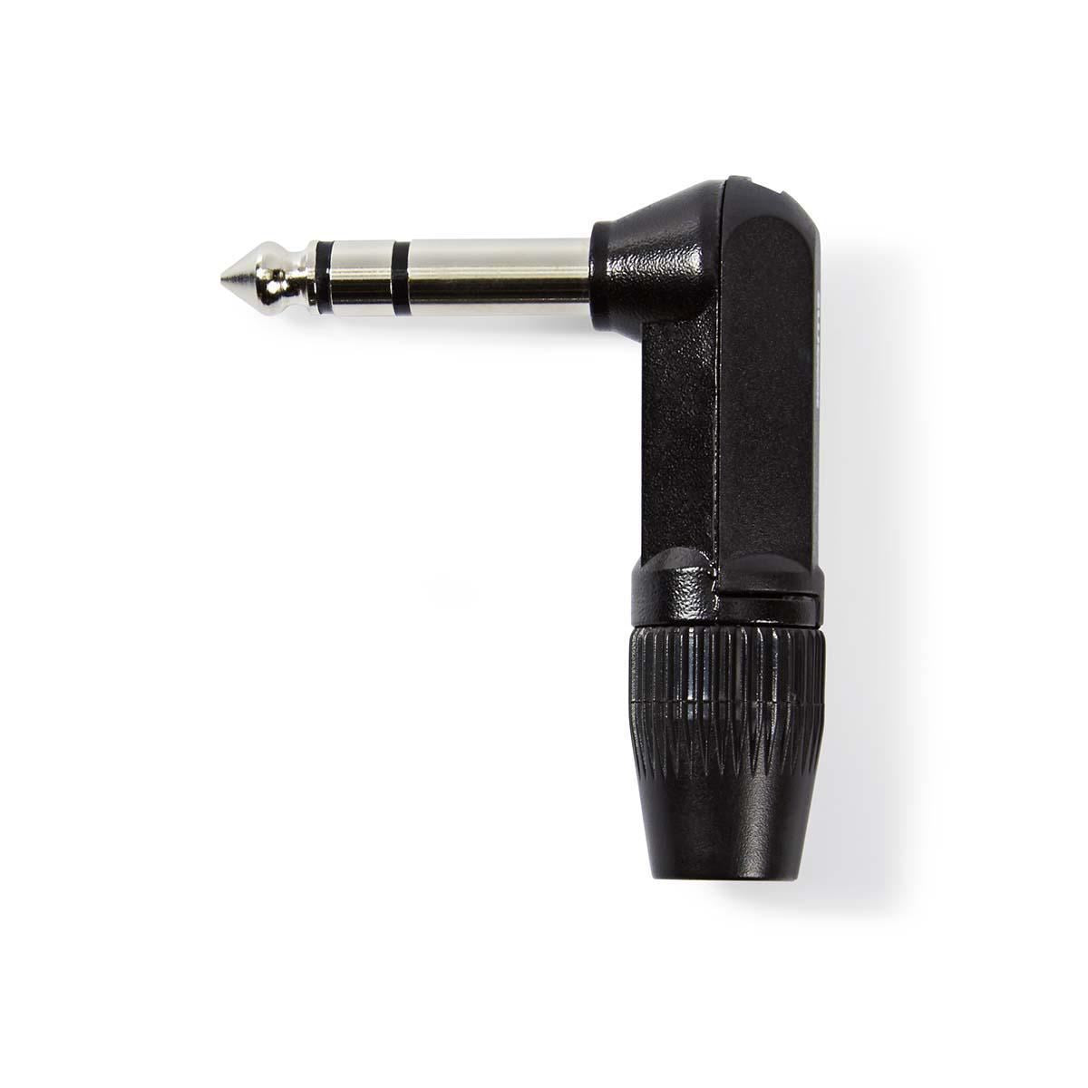 Nedis 6.35 mm Connector | Angled | Male | Nickel Plated | Solder | Cable input diameter: 8.0 mm | Aluminium | Black | Polybag | 1 pcs