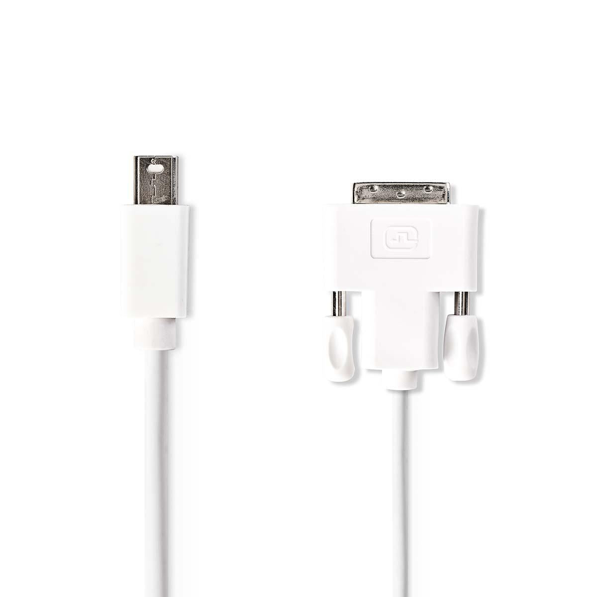 Nedis Mini DisplayPort Cable | DisplayPort 1.2 | Mini DisplayPort Male | DVI-D 24+1-Pin Male | 21.6 Gbps | Nickel Plated | 2.00 m | Round | PVC | White | Envelope