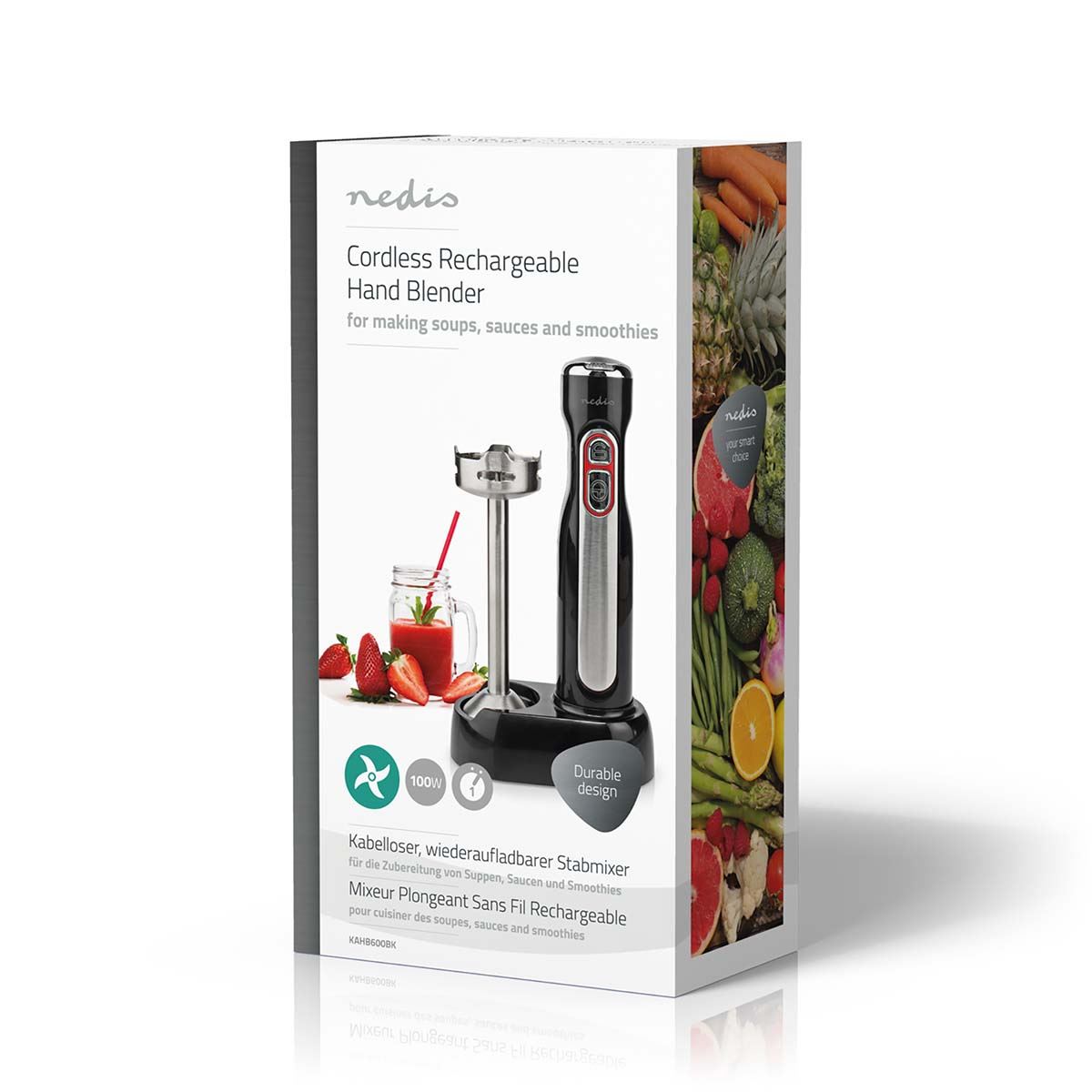 Nedis Hand Blender | 100 W | Speed settings: 1-Speed Setting | Black / Silver