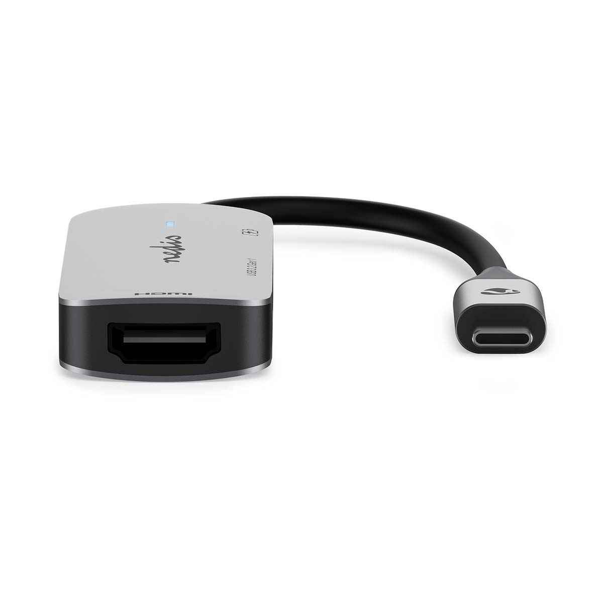 Nedis USB Multi-Port Adapter | USB 3.2 Gen 1 | USB-C™ Male | HDMI™ Output / USB-A Female / USB-C™ Female | 5 Gbps | 0.10 m | Round | Nickel Plated | PVC | Grey | Box