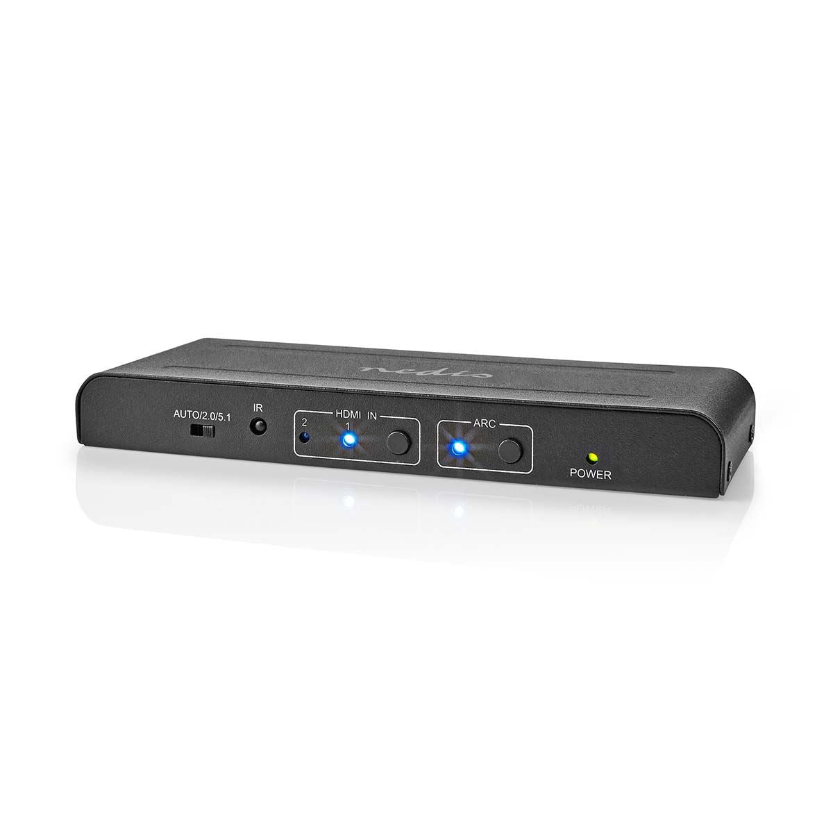 Nedis HDMI™ Extractor | 2x HDMI™ Input | TosLink Female / 1x HDMI™ Output / 2x RCA / 3.5 mm | Maximum resolution: 4K@60Hz | 18 Gbps | Metal | Anthracite | Box