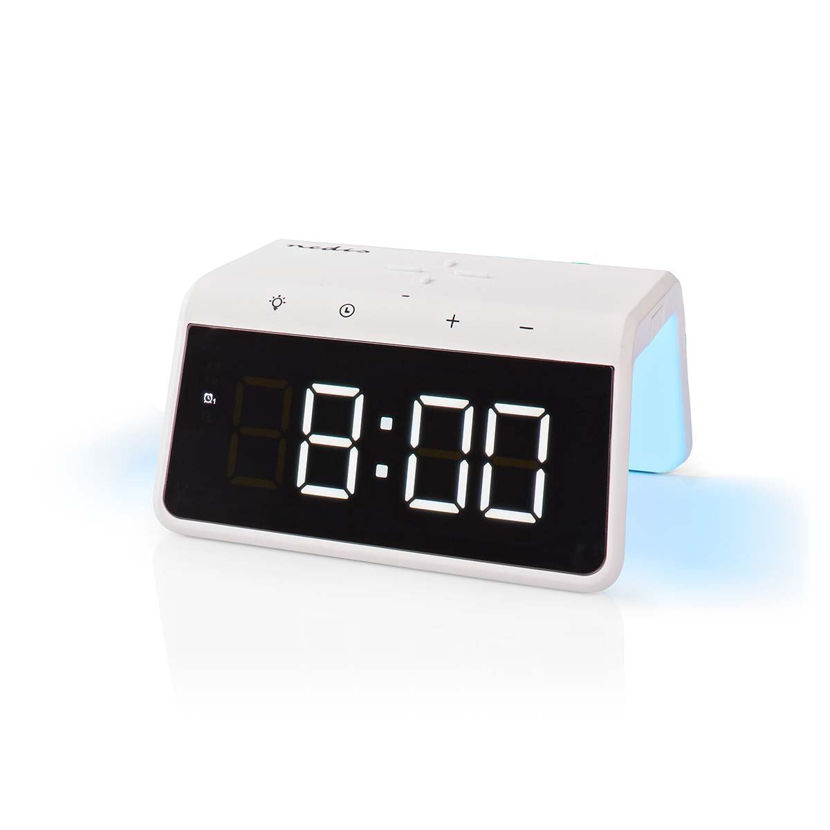 Nedis Alarm clock with wireless charging | Qi certified | 5 / 7.5 / 10 / 15 W | USB-A Male | Night Light | 2 Alarm Times | Snooze function