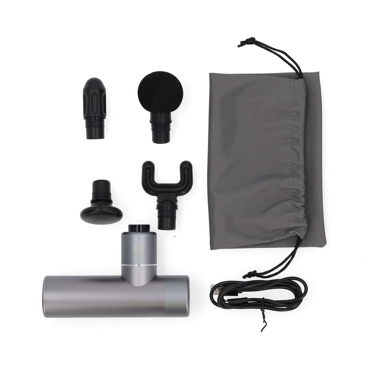 Nedis SmartLife Sports Massage Gun | Accu Powered | N/A | Rechargeable | 5 Massage Modes | Conical Head / Drawstring Bag / Flat Head / Spherical Head / U-shape Head | Dark Grey