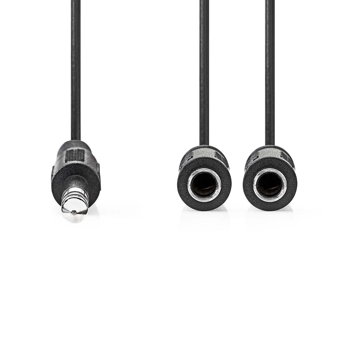 Nedis CAGB23110BK02 | Stereo Audio Cable | 6.35 mm Male | 2x 6.35 mm Female | Nickel Plated | 0.20 m | Round | Box