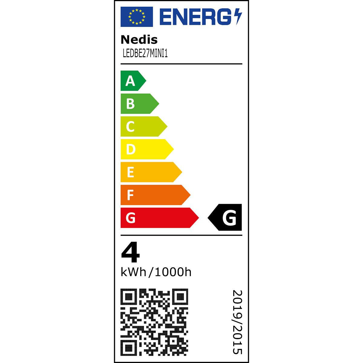 Nedis LEDBE27MINI1 | LED Bulb E27 | G45 | Dimmable | 3.5 W | 250 lm | 2700 K | Warm White | Frosted | 1 pcs