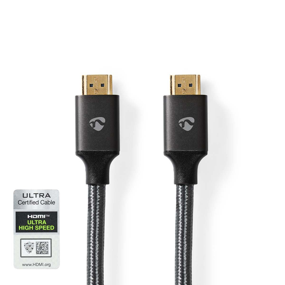 Nedis Ultra High Speed HDMI™ Cable | HDMI™ Connector | HDMI™ Connector | 8K@60Hz | 48 Gbps | 5.00 m | Round | 6.7 mm | Gun Metal Grey | Cover Box