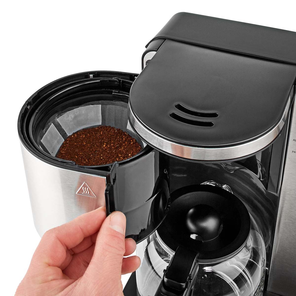 Nedis Coffee Maker | Filter Coffee | 1.5 l | 12 Cups | Keep warm feature | Switch on timer | LCD display | Clock function | Aluminium / Black