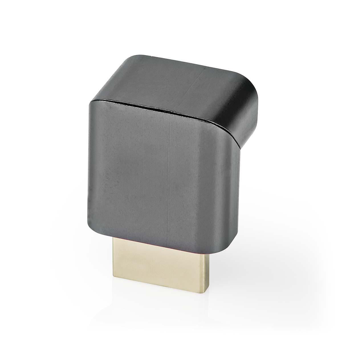 Nedis HDMI™ Adapter | HDMI™ Connector / HDMI™ Male | HDMI™ Output | Gold Plated | Angled 90° | Aluminium | Gun Metal Grey | 1 pcs | Cover Window Box