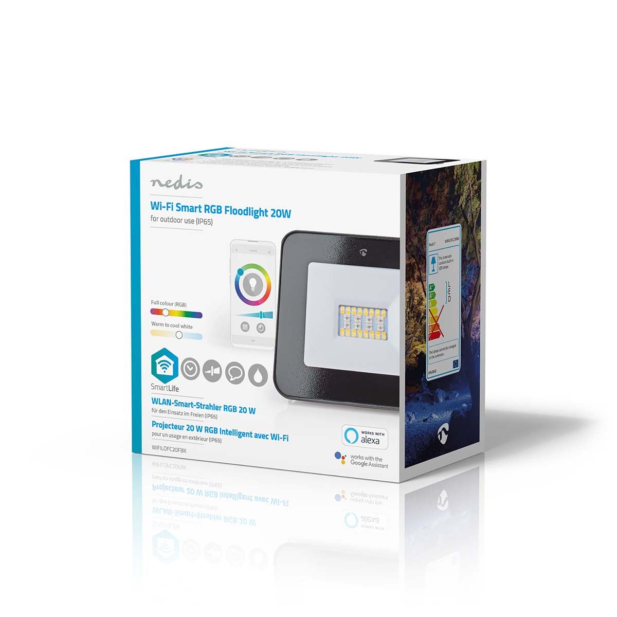 Nedis Smartlife Outdoor Light | 1600 lm | Wi-Fi | 20 W | RGB / Warm to Cool White | 2700 - 6500 K | Aluminium | Android™ / IOS