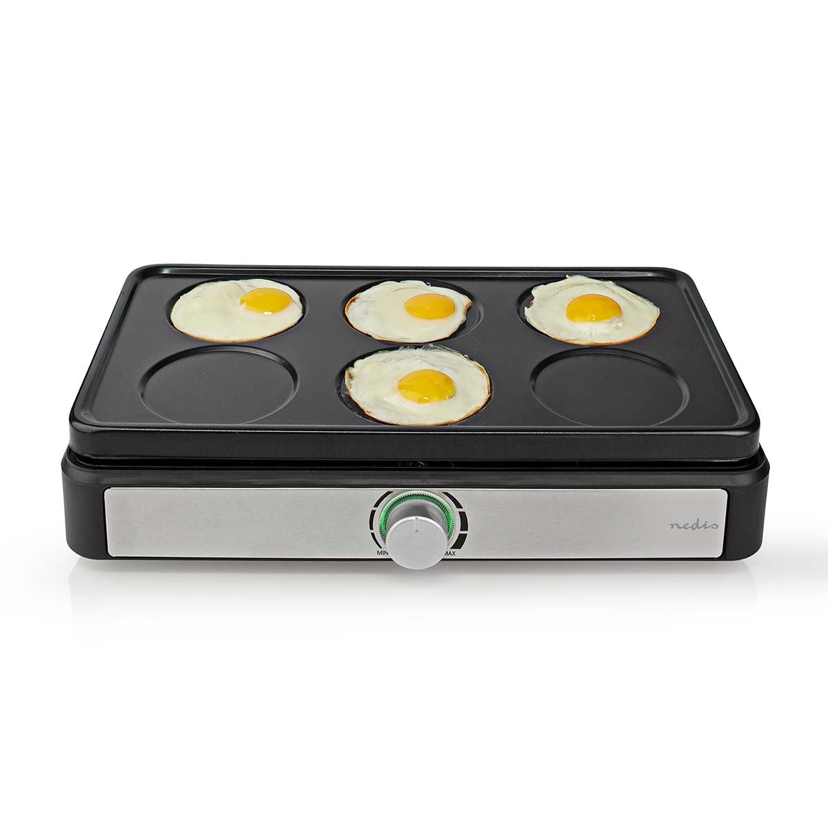 Nedis Party Wok Set | Grill | 6 Persons | Spatula | Temperature setting | Non stick coating | Rectangle