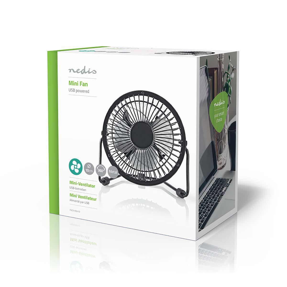 Nedis Table Fan | USB Powered | Diameter: 100 mm | 3 W | 1-Speed | Black