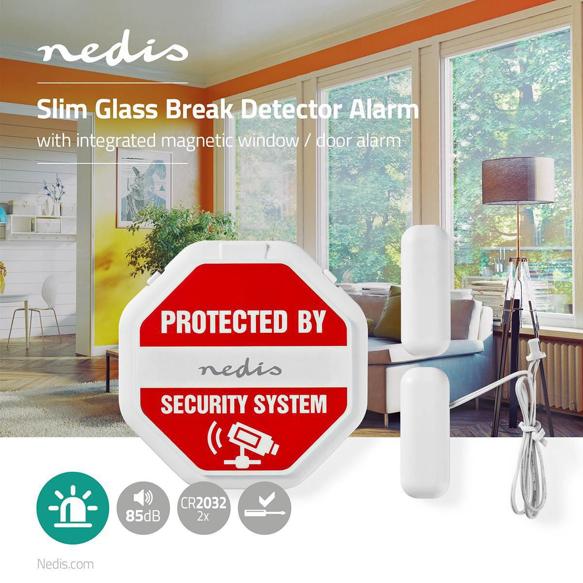 Nedis Window Alarm | Battery Powered | 2x CR2032 | 85 dB | White