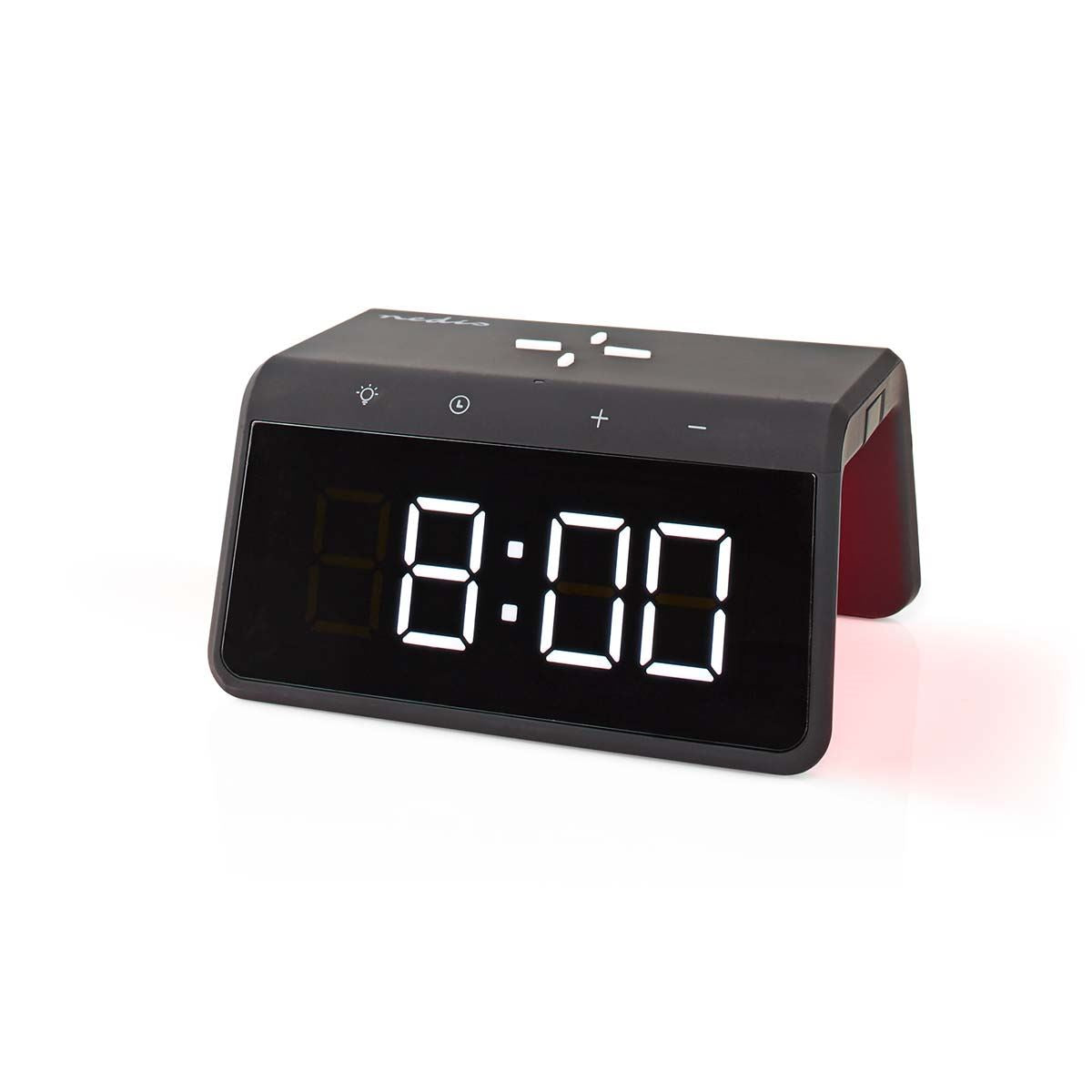 Nedis Alarm clock with wireless charging | Qi certified | 5 / 7.5 / 10 / 15 W | USB-A Male | Night Light | 2 Alarm Times | Snooze function