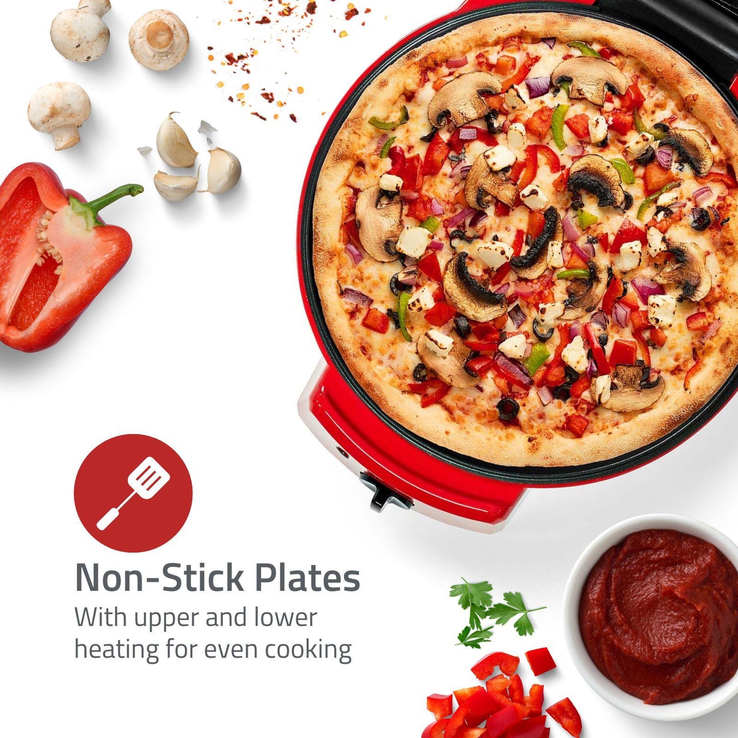 Nedis Pizza Maker & Grill | 30 cm | Adjustable temperature control | 1800 W