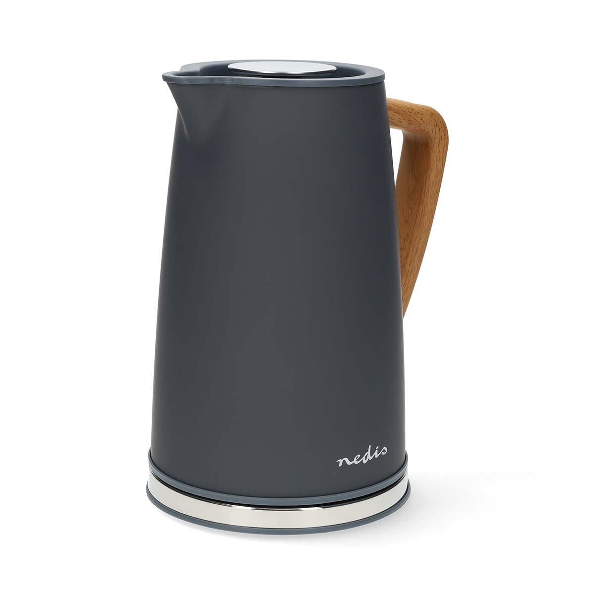 Nedis Electric Kettle | 1.7 l | Soft-Touch | Grey | Rotatable 360 degrees | Concealed heating element | Strix® controller | Boil-dry protection