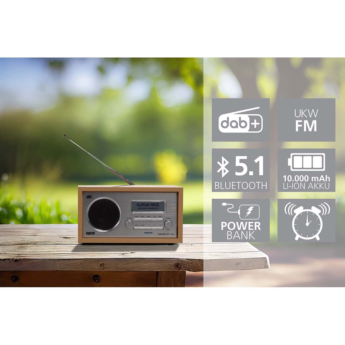 Imperial DABMAN 30 Mobile DAB+ / FM radio Wood