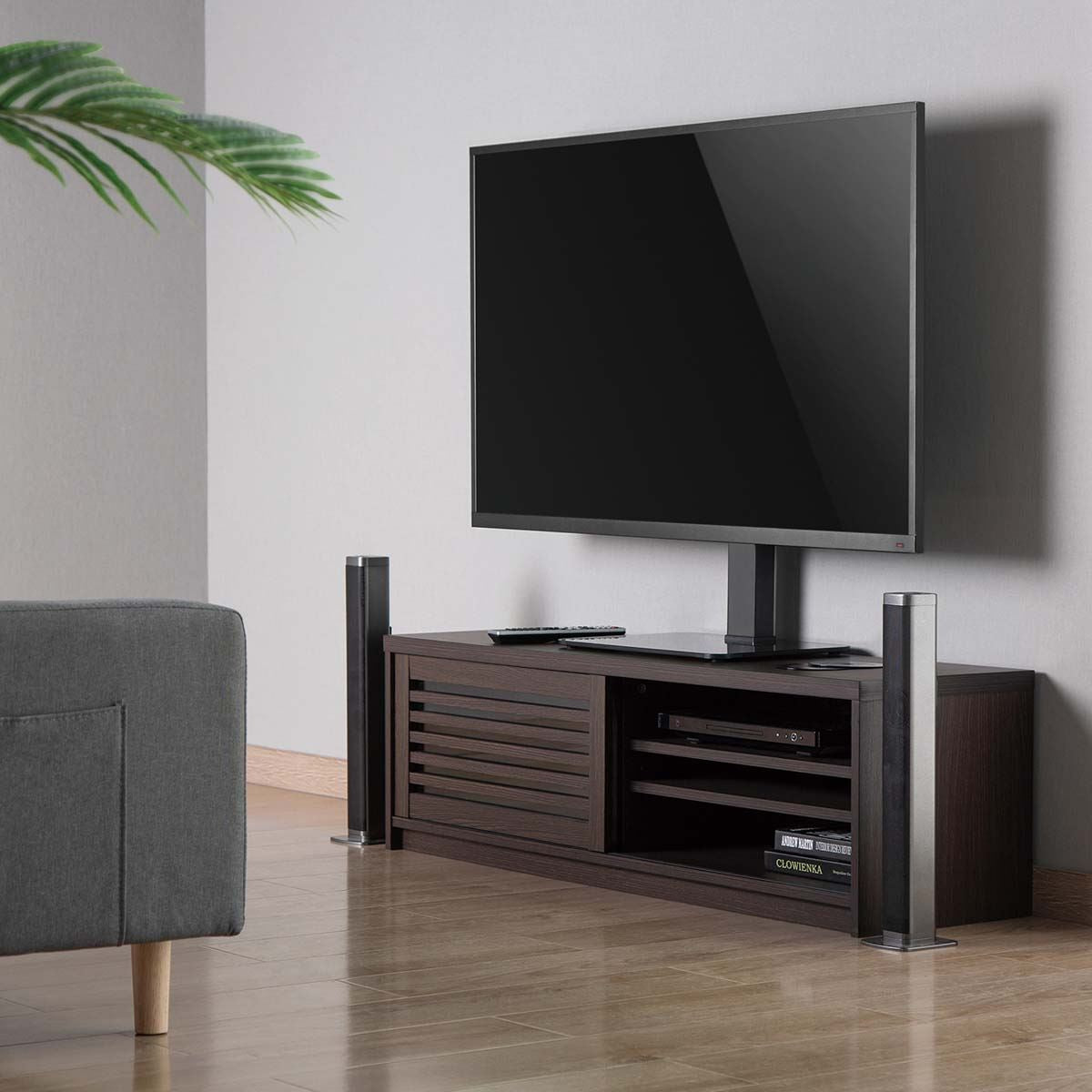 Nedis Fixed TV Desk Stand | 37 - 70 " | Maximum supported screen weight: 40 kg | Adjustable pre-fixed heights | Steel / Tempered Glass | Black