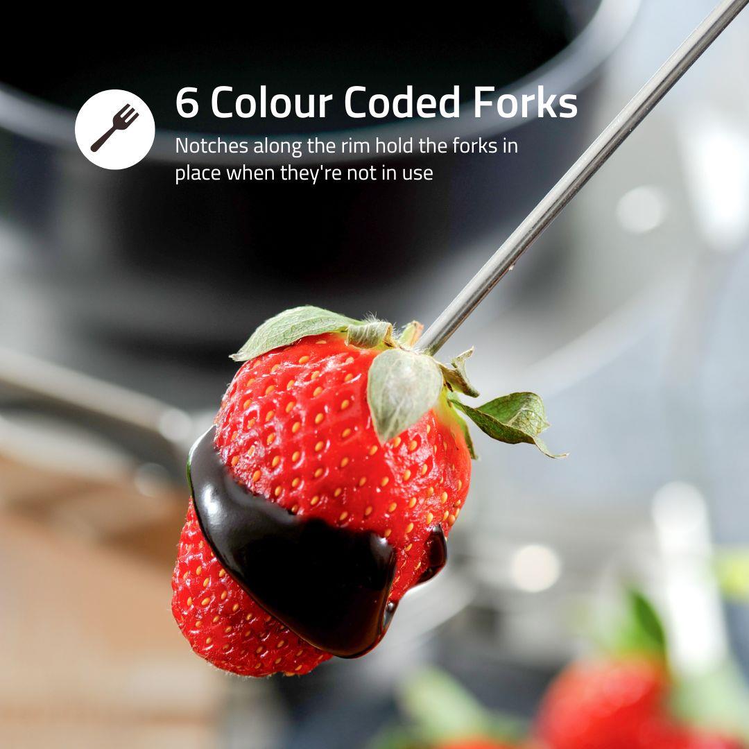 Nedis 2.3L Electric Fondue Set with 6 Forks and Adjustable Temperature