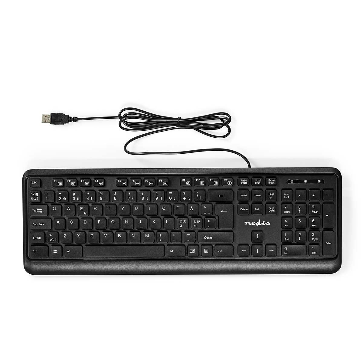 Nedis Wired Keyboard | USB-A | Multimedia | QWERTY | ND Layout | Numeric keypad