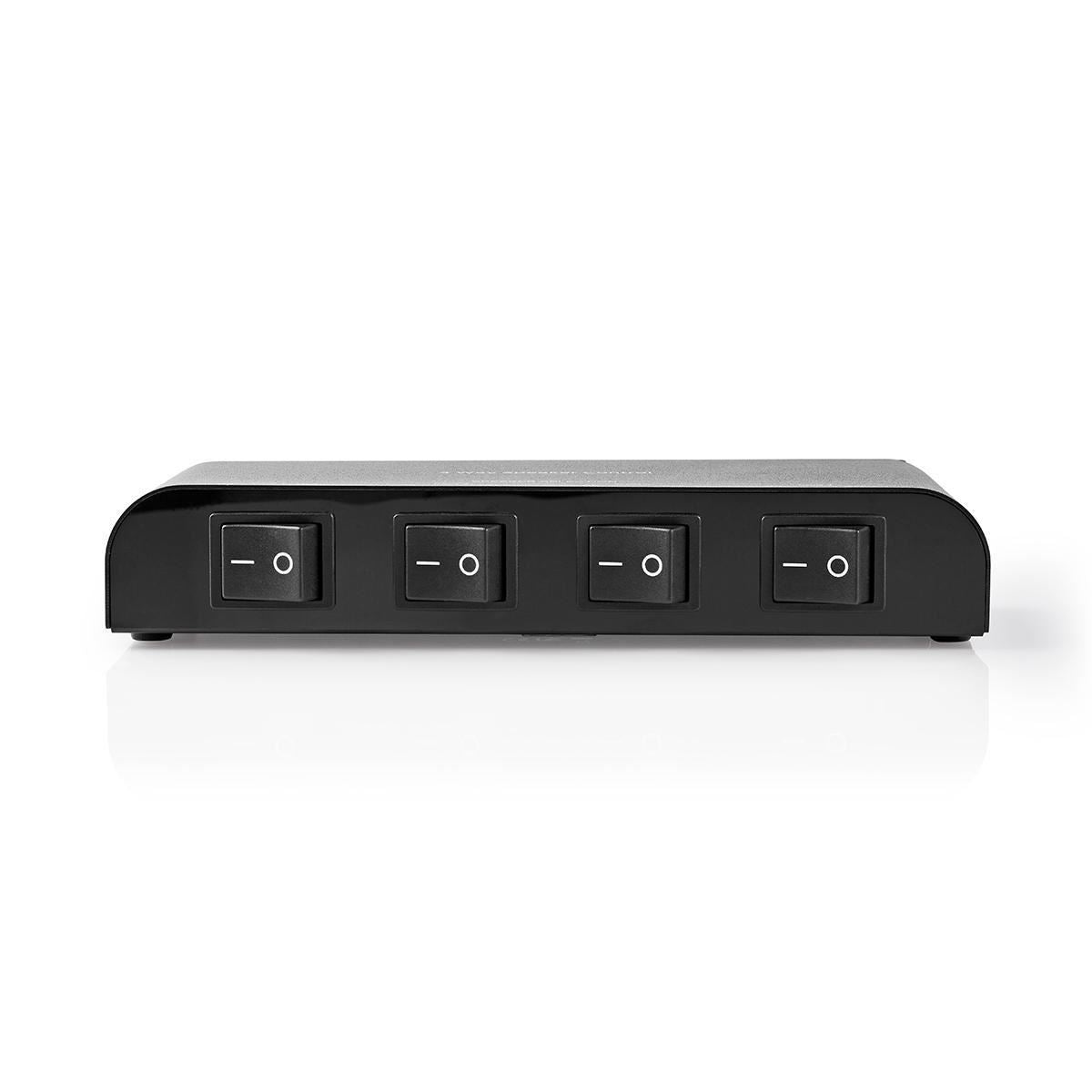 Nedis Speaker Control Switchbox | 4 port(s) | Terminal Screws | Speaker impedance: 4-16 Ohm | Maximum load per channel: 200 W | Aluminium | Black