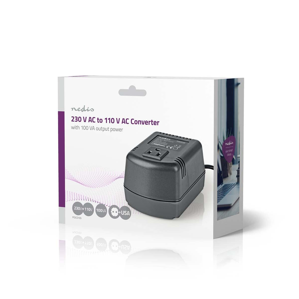 Nedis Power Converter | Mains Powered | 230 V AC 50 Hz | 70 W | Plug with earth contact | Black