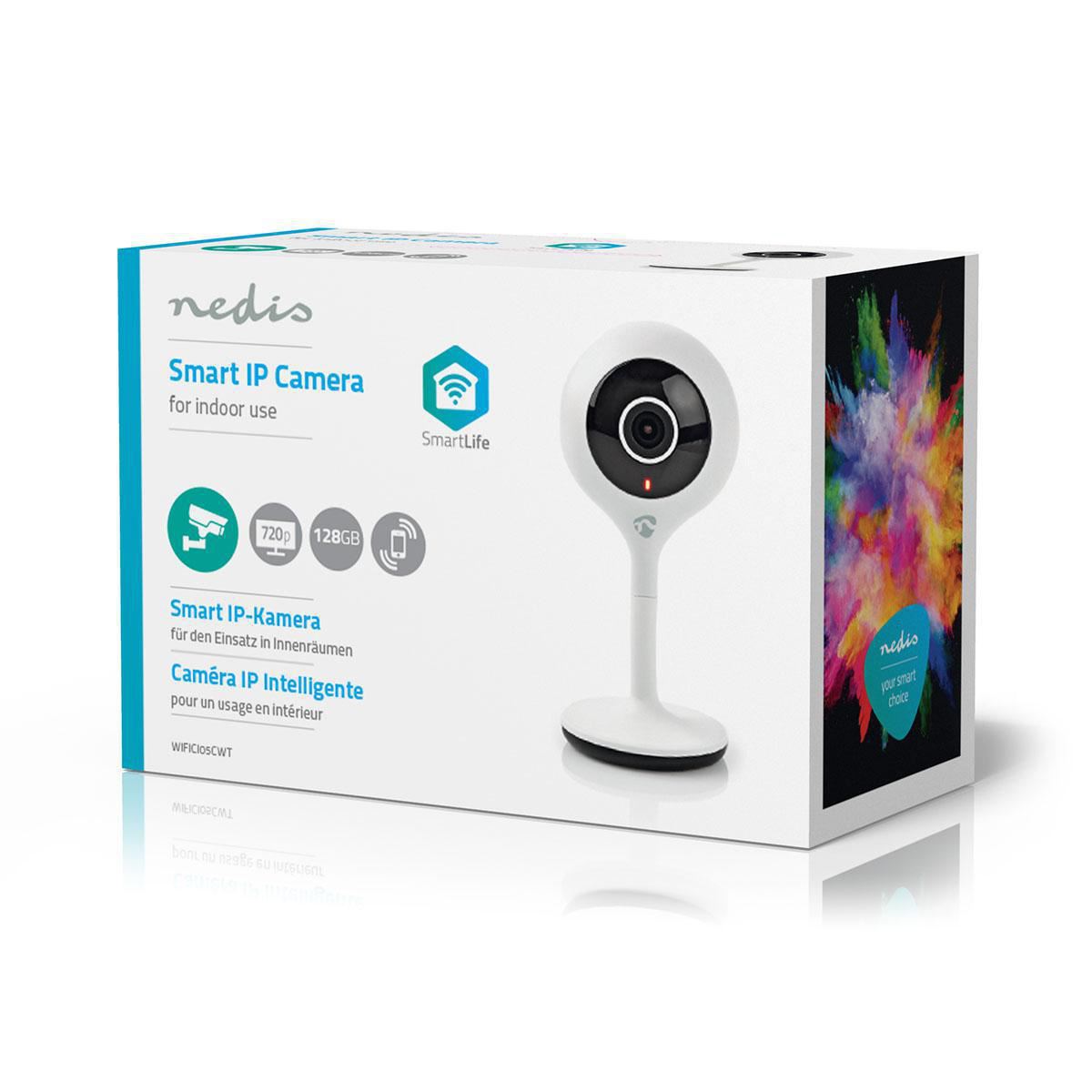 Nedis SmartLife Indoor Camera | Wi-Fi | HD 720p | Cloud Storage (optional) / microSD (not included) | With motion sensor | Night vision | White