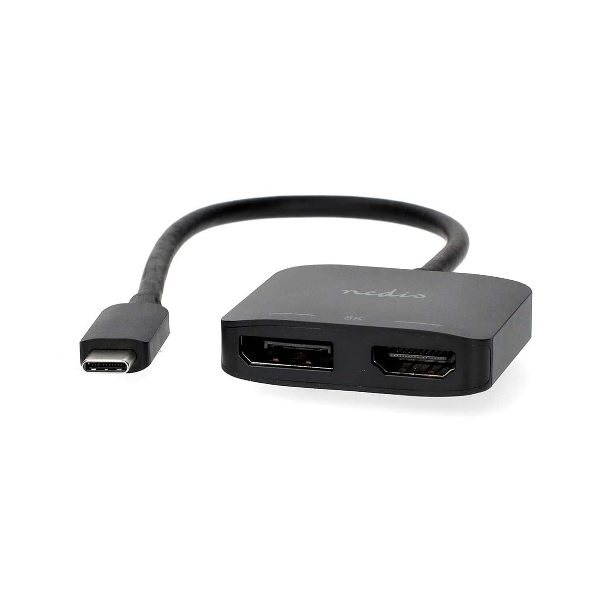 Nedis USB-C™ Adapter | USB 3.2 Gen 1 | USB-C™ Male | DisplayPort Female / HDMI™ Output | 8K@30Hz | 0.20 m | Round | Nickel Plated | Black | Box