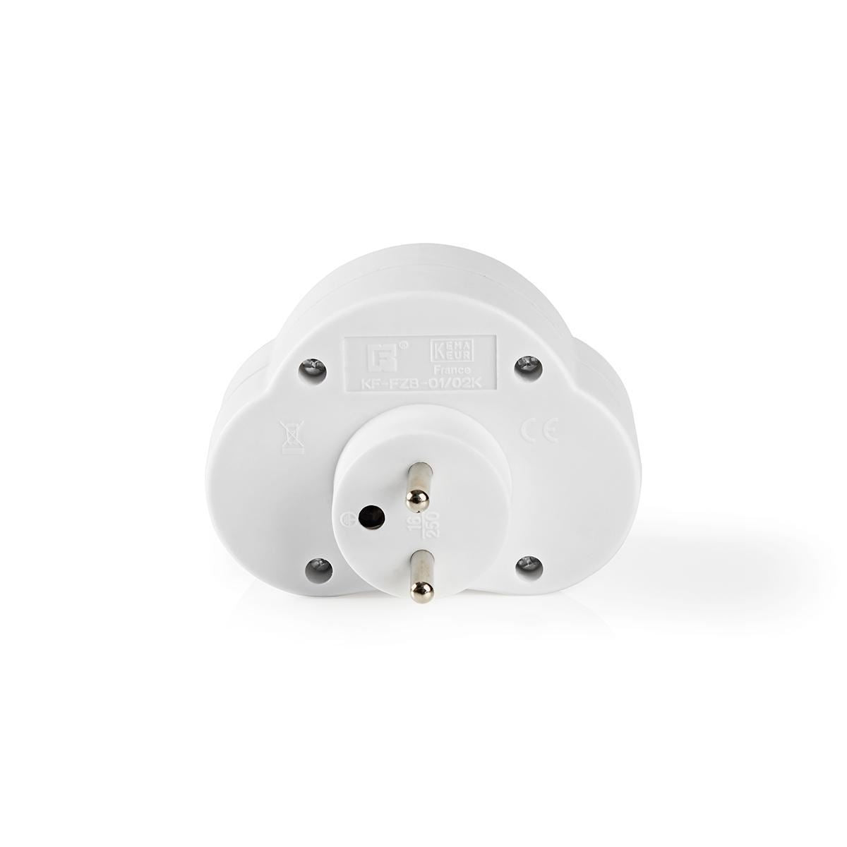 Nedis Power Socket Splitter | French / Type E (CEE 7/6) | 250 V AC 50/60 Hz | Type E (CEE 7/6) | 250 V AC 50/60 Hz | 16.0 A | 3500 W | On/Off switch | White
