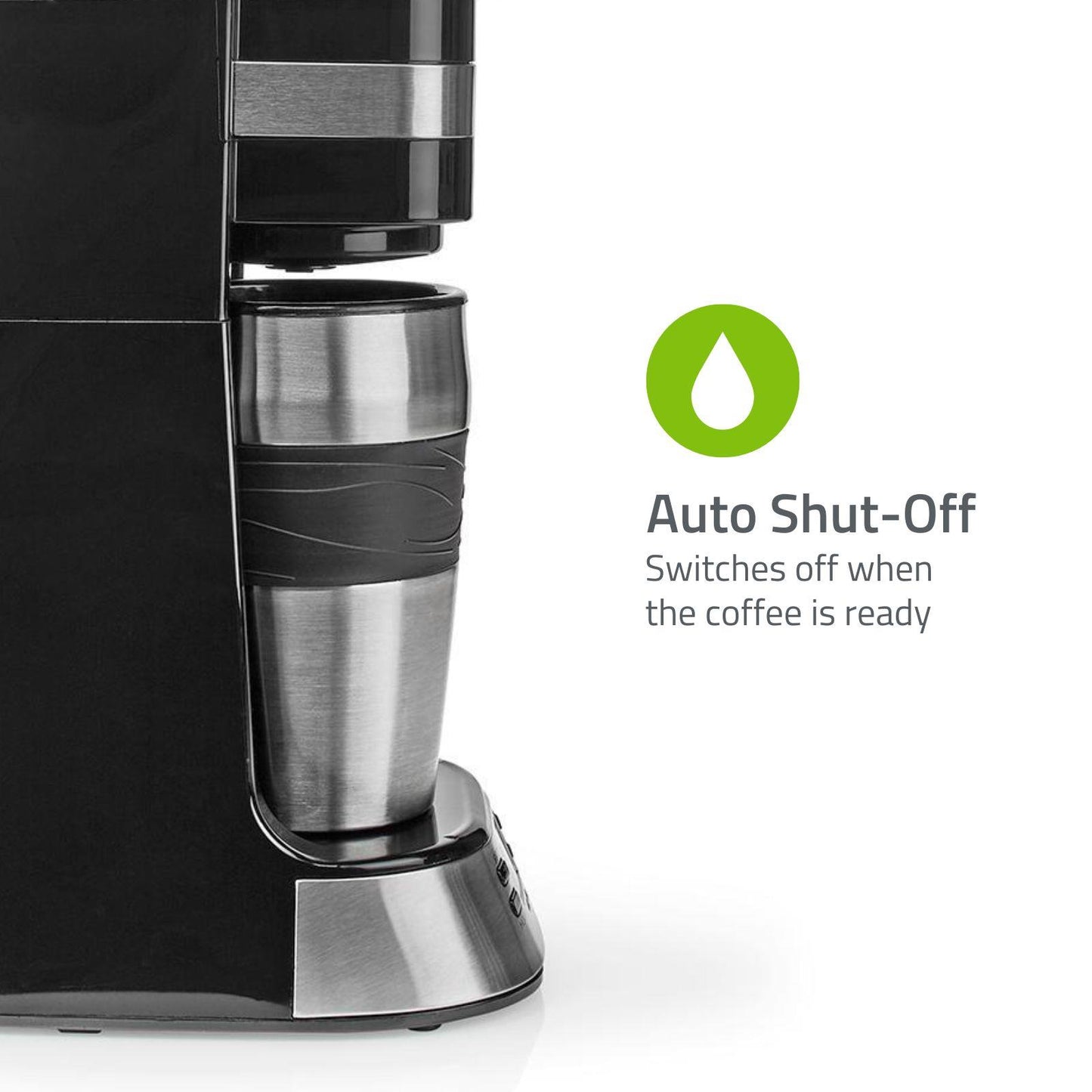 Nedis Coffee Maker | Filter Coffee | 0.4 l | 1 Cups | Switch on timer | Black / Silver