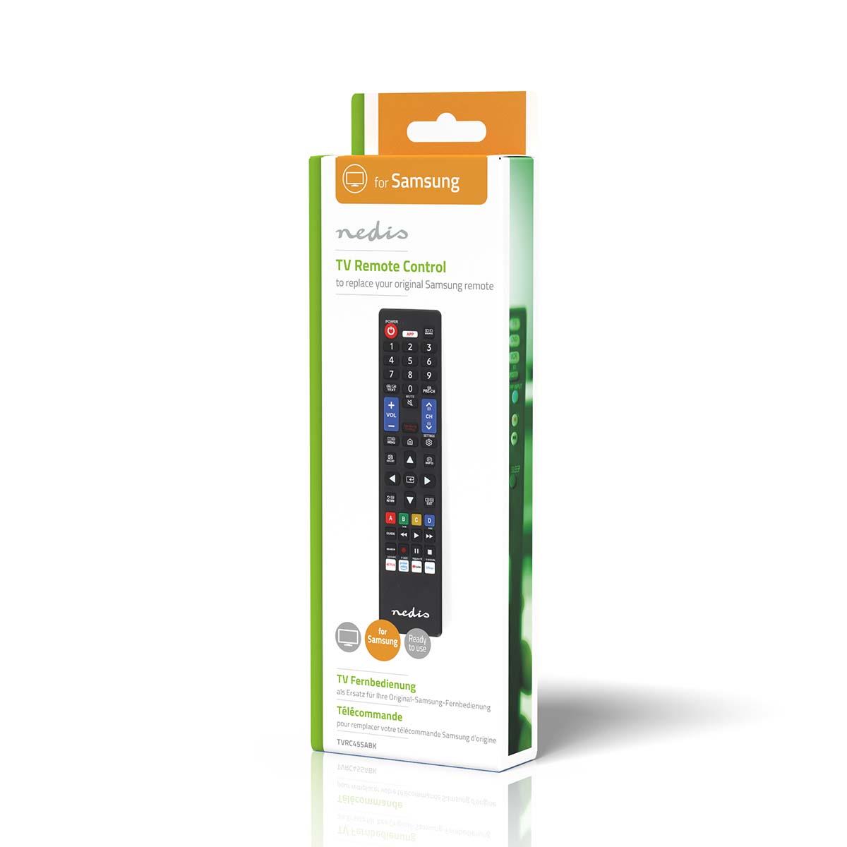 Nedis Replacement Remote Control | Suitable for: Samsung | Preprogrammed | 1 Device | Amazon Prime / Disney + Button / Netflix Button / Smart home Button / Youtube Button | Infrared | Black