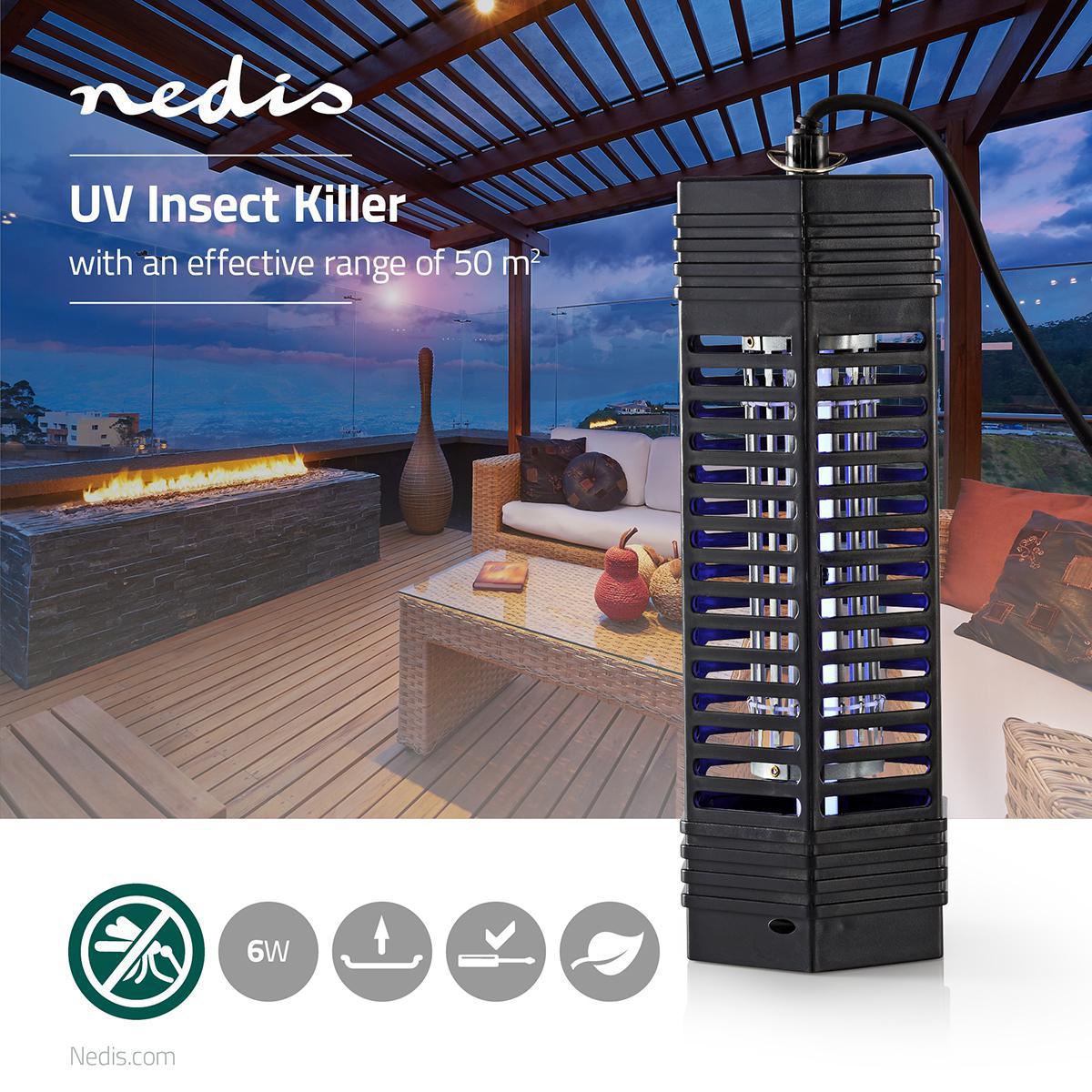 Nedis Insect Stop Light Trap | 6 W | Lamp type: F6T5/BL | Effective range: 50 m² | Black