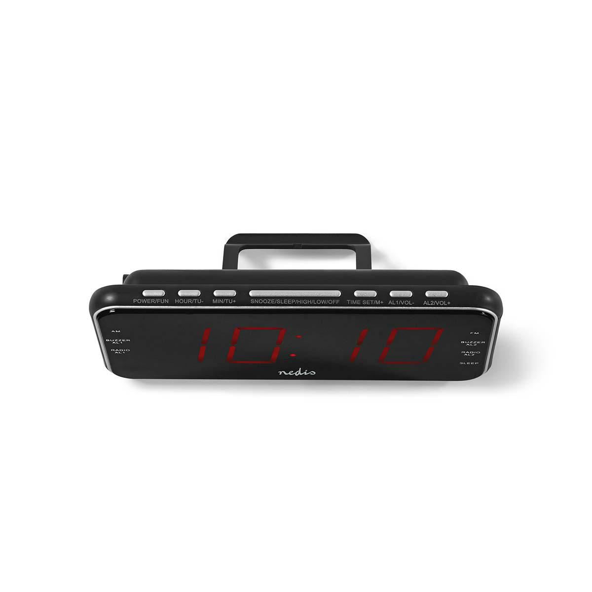 Nedis Digital Alarm Clock Radio | LED Display | 1x 3.5 mm Audio Input | Time projection | AM / FM | Snooze function | Sleep timer | Number of alarms: 2 | Black