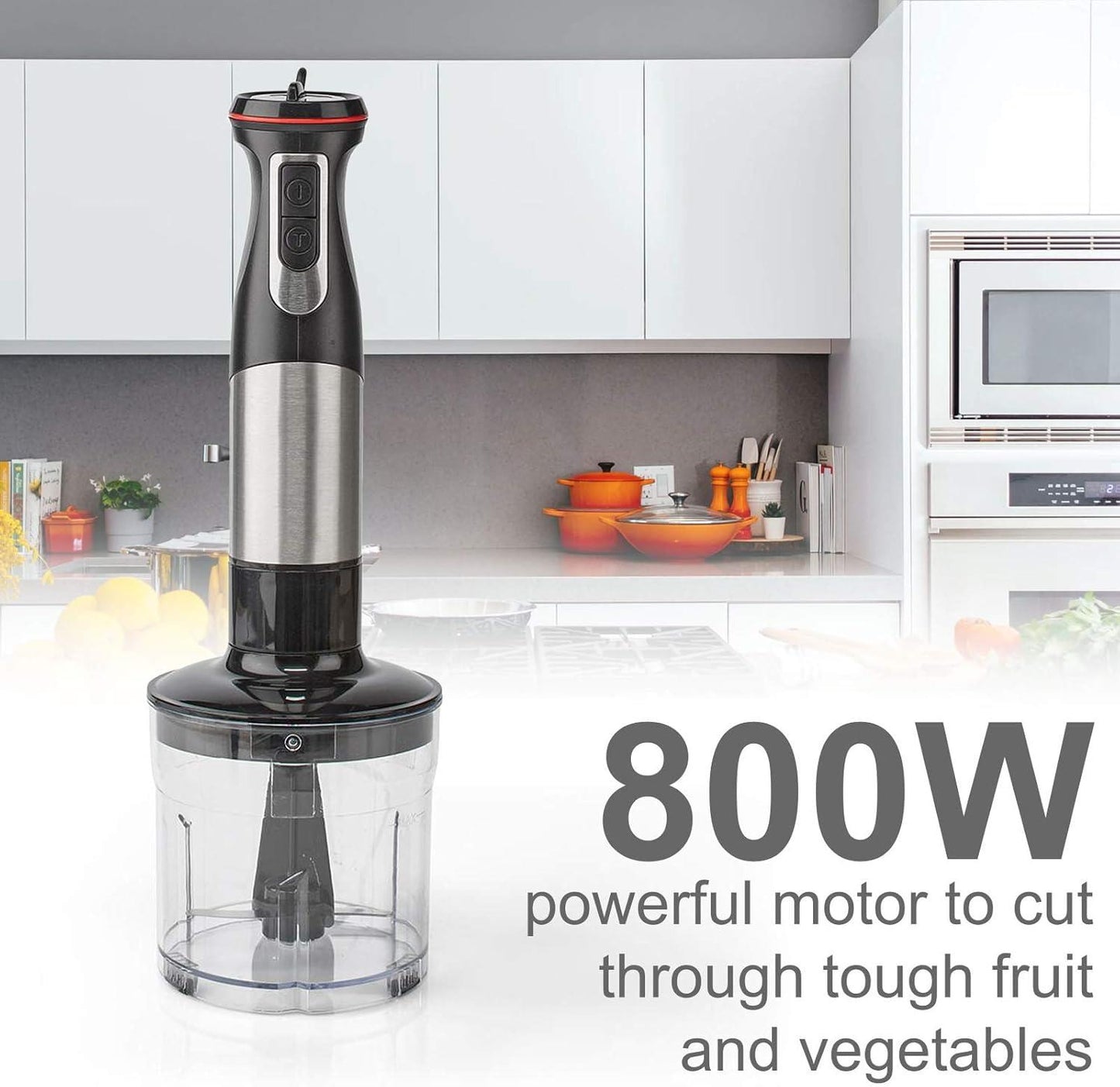 Nedis Hand Blender | 800 W | Speed settings: Variable Speed Control | Chopper | Aluminium / Black