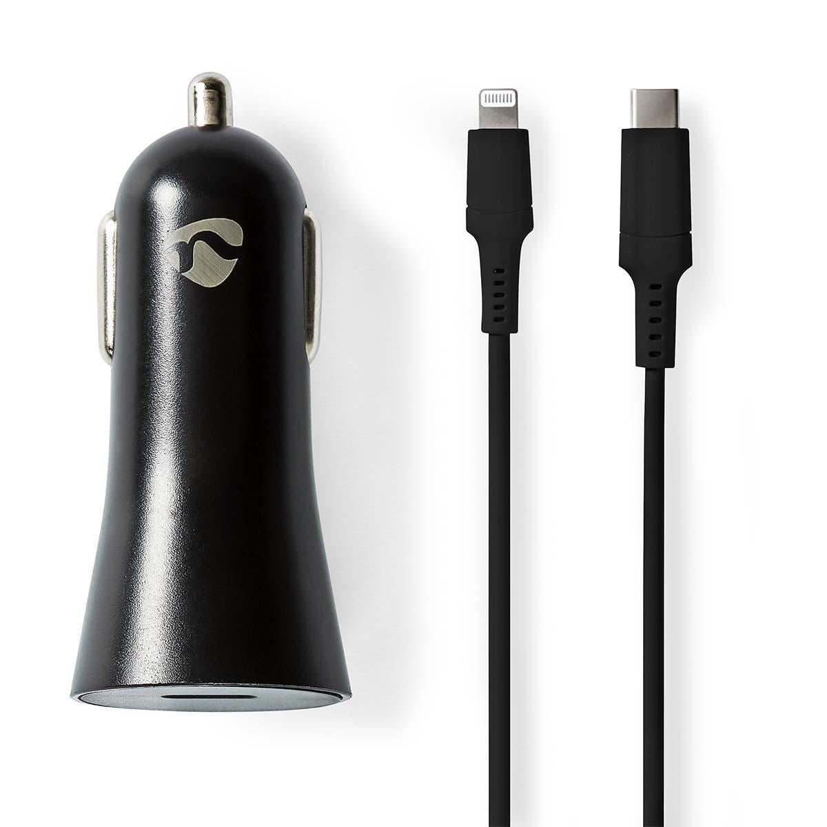 Nedis Car Charger | 20 W | 1.67 / 2.22 / 3.0 A | Number of outputs: 1 | Port type: USB-C™ | Lightning 8-Pin (Loose) Cable | 1.00 m | Automatic Voltage Selection