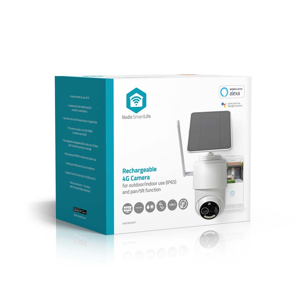 Nedis SmartLife Outdoor Camera | 4G | Full HD 1080p | Pan tilt | IP65 | Cloud Storage (optional) / microSD (not included) | 5 V DC | With motion sensor | Night vision | White