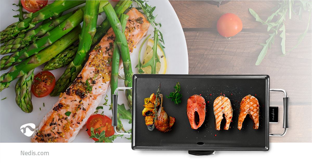 Nedis Teppanyaki Table Grill | Baking surface ( l x w ): 47.5 x 26.5 cm | 5 Heat Settings