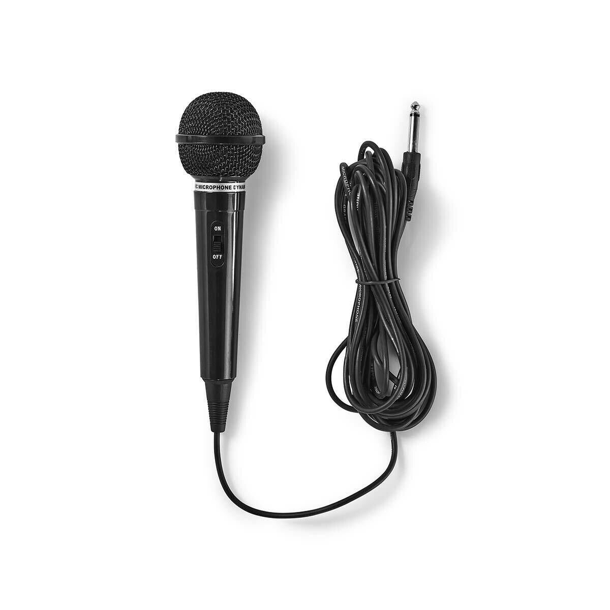 Nedis Wired Microphone | Cardioid | Fixed Cable | 5.00 m | 80 Hz - 12 kHz | 600 Ohm | -75 dB | On/Off switch | ABS | Black