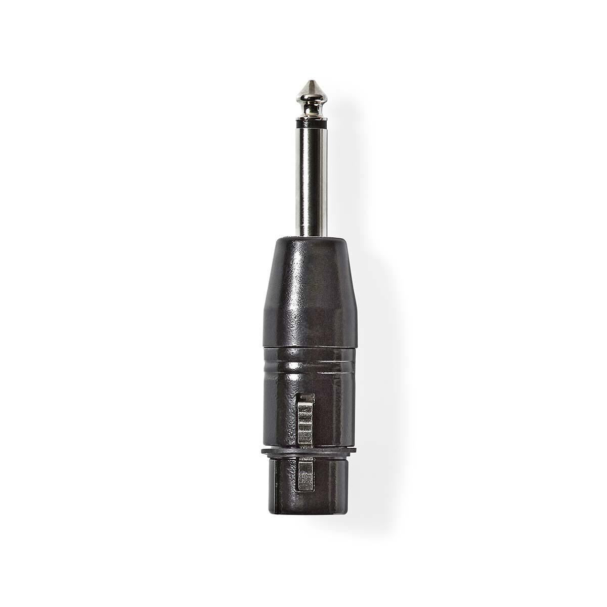Nedis XLR Adapter | XLR 3-Pin Female | 6.35 mm Male | Nickel Plated | Straight | Metal | Black | 1 pcs | Polybag