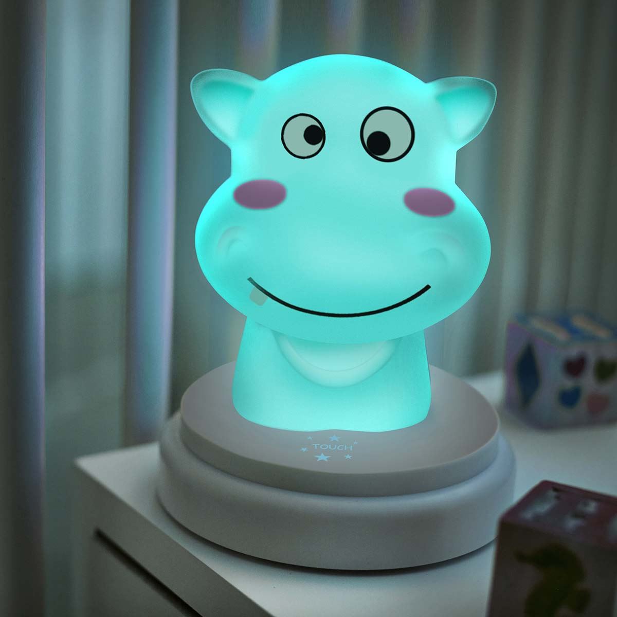 Alecto SILLY HIPPO LED Childrens Bedroom Night Light | Blue