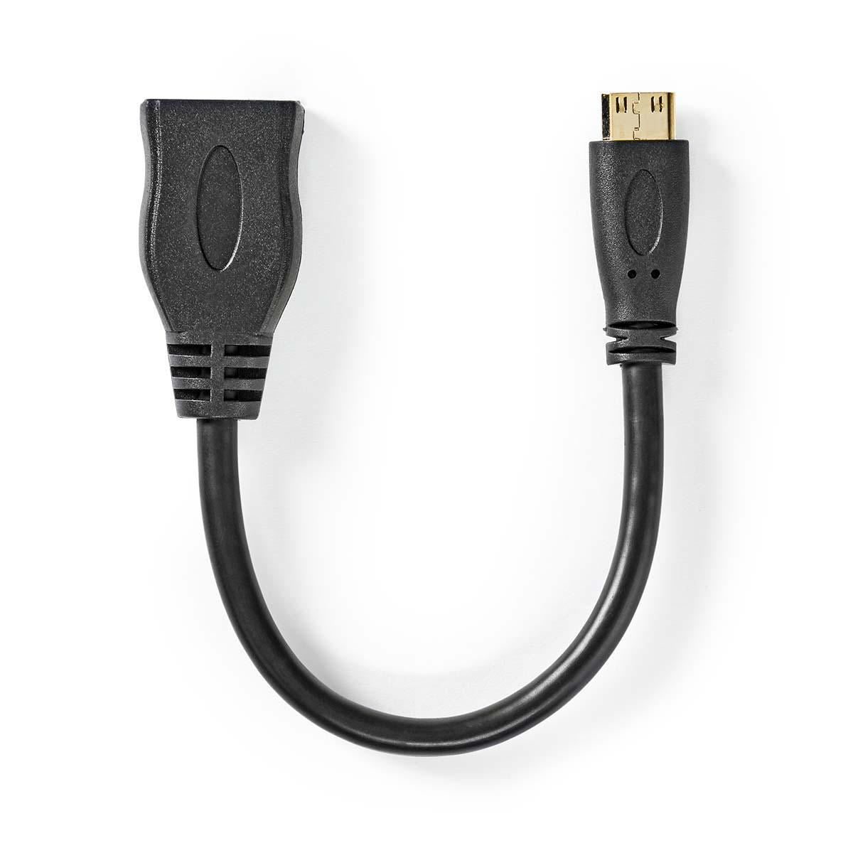Nedis High Speed HDMI™ Cable with Ethernet | HDMI™ Mini Connector | HDMI™ Output | 4K@30Hz | 10.2 Gbps | 0.20 m | Round | PVC | Black | Envelope