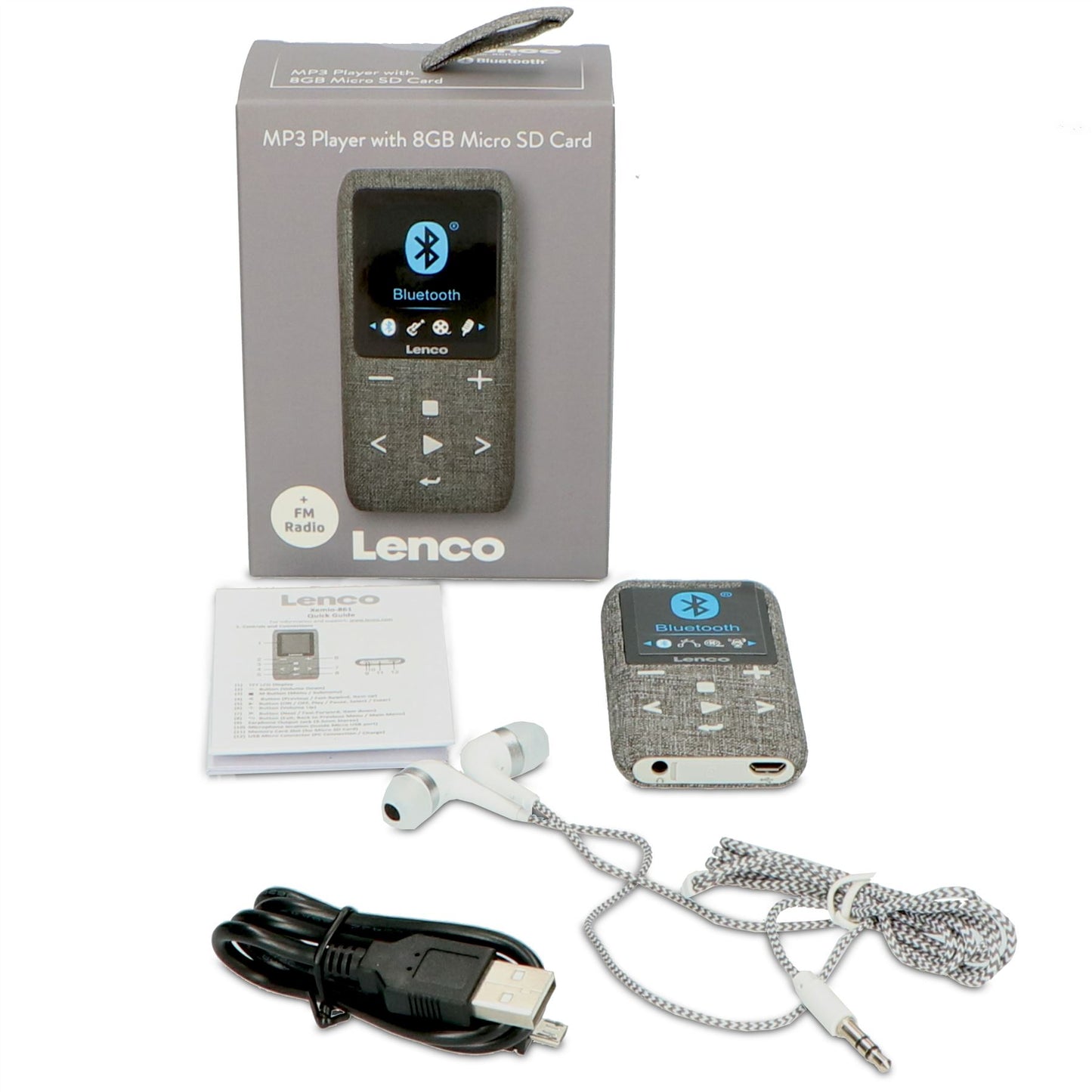 Lenco XEMIO-861GY | MP3/MP4 Player | Bluetooth® | 8GB | Micro SD Card Expansion | Grey